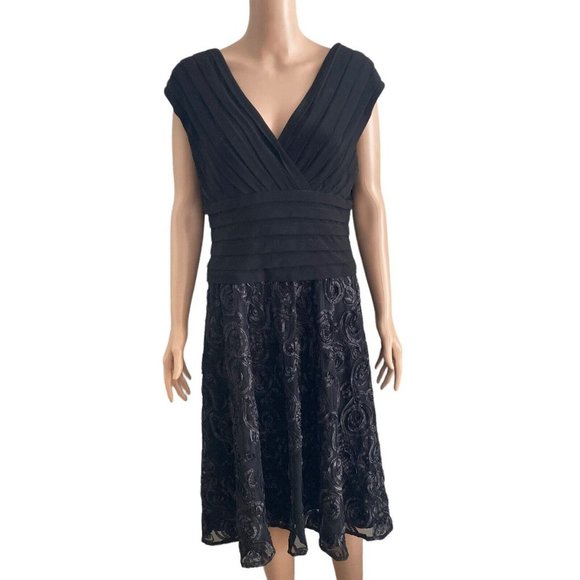 Adriana Papell Cocktail Dress Womens Size 16 Plus Size Black Lace - Picture 13 of 13